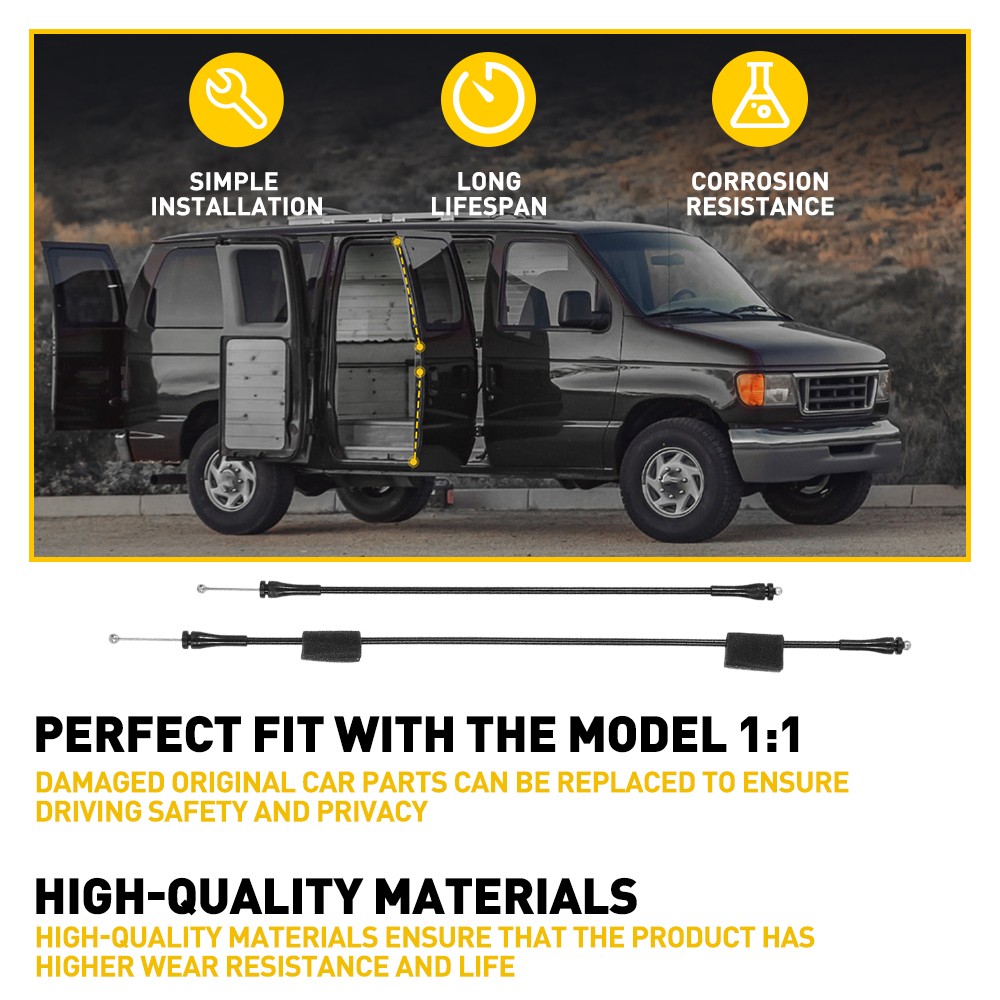Rear Right Cargo Door Latch Release Cables for 1992-2014 Ford E150 E250 E350 Van