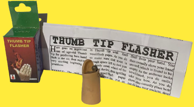 THUMB TIP FLASHER Magic Fire Stage Finger Effects Prop Flint Striker Flash Hand