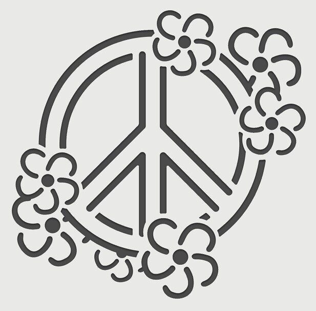 10"x10" Clear Plastic Stencil - Peace Sign (SD8)