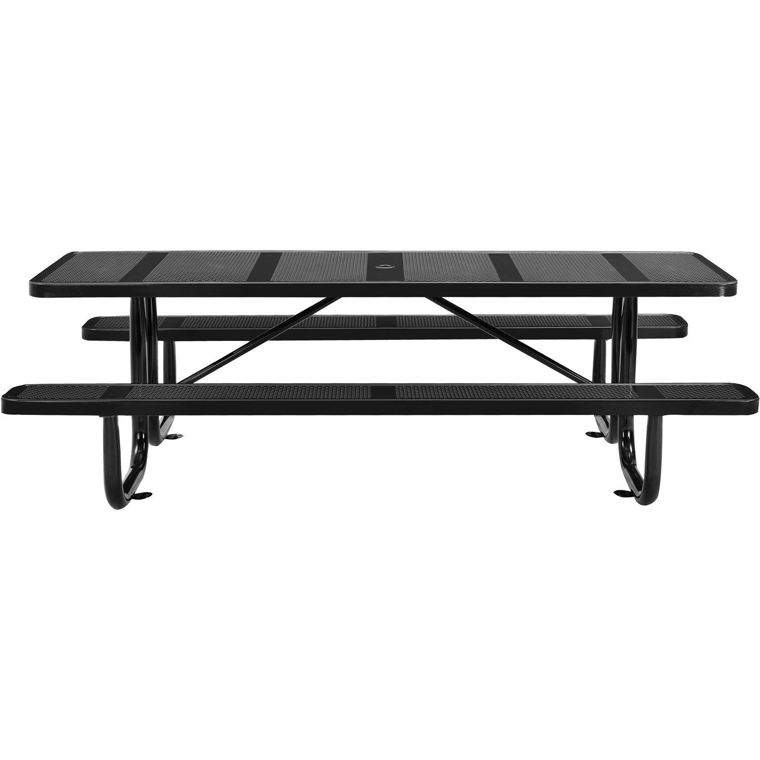 96" Rectangular Perforated Metal Outdoor Picnic Table Black