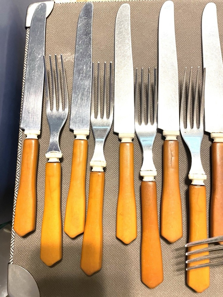 Vintage Butterscotch Bakelite 22pc Silverware Set