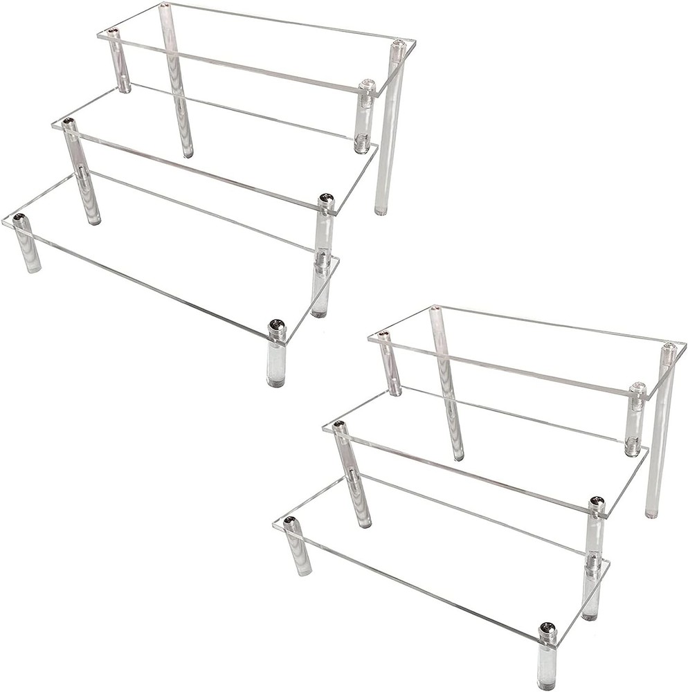 Acrylic Display Risers,Clear Display Risers Stand Small Mini Shelf 3 Tiered Cupc