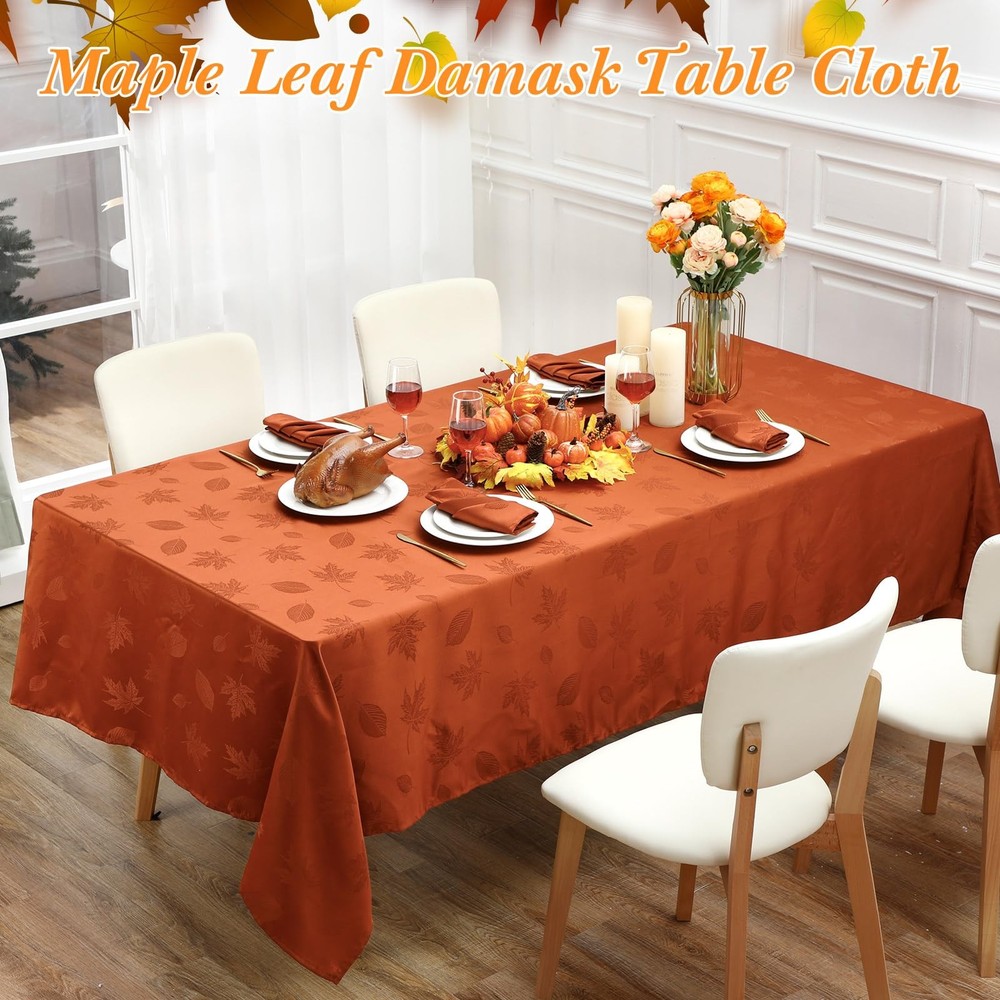 Tegeme Fall Tablecloth 60 x 120 in Autumn 60" x 120" (Rectangular), Rust