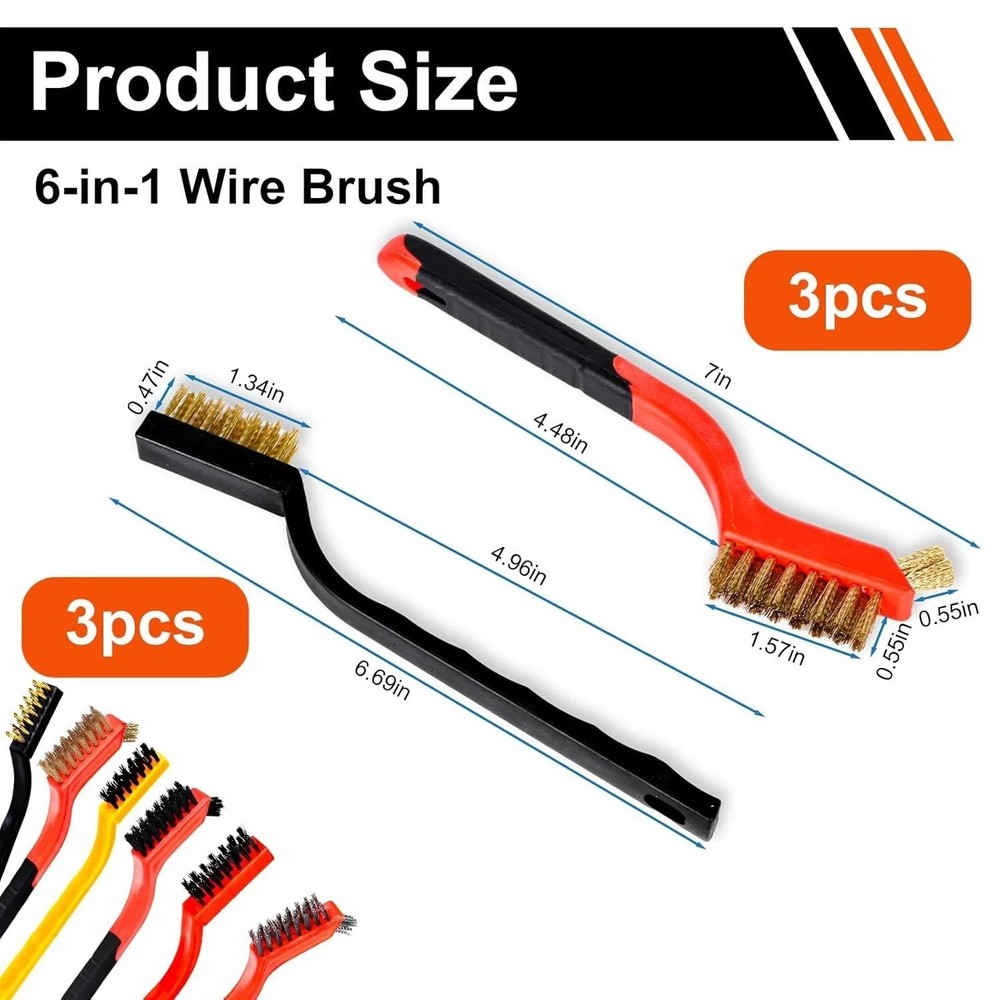 Wire Brush Set 6 Pcs Professional Wire Brushes for Cleaning Rust