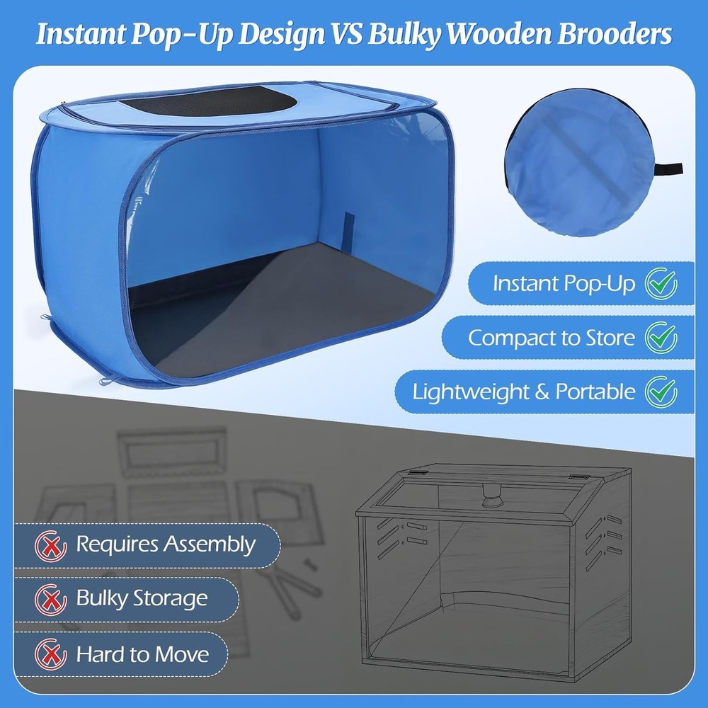 Chicken Brooder Box for Chicks, Pop Up Chick Brooder Kit with Clear Window, W...