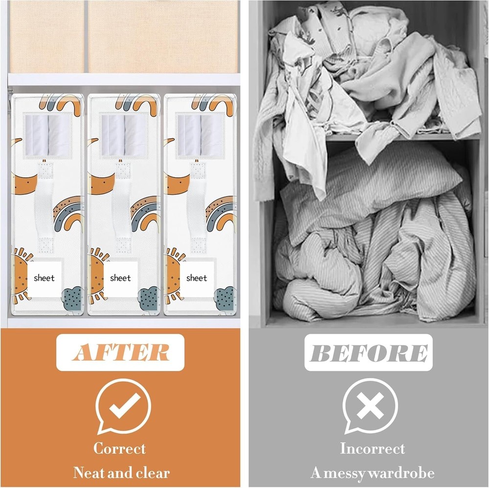 4 Pack Sheet Organizers Foldable Storage Boxes Queen King