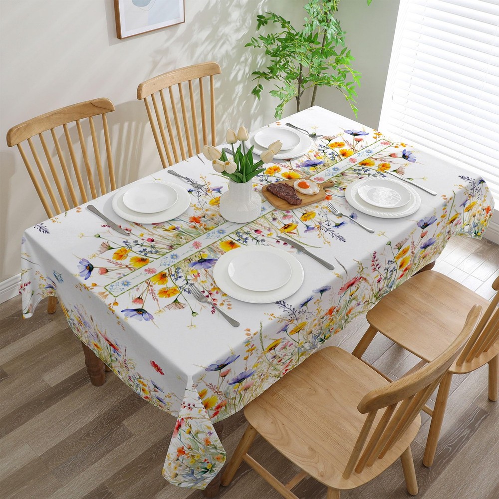 Spring Tablecloth 60x84 Inch for Rectangle Tables - Blooming Flower Spring De...