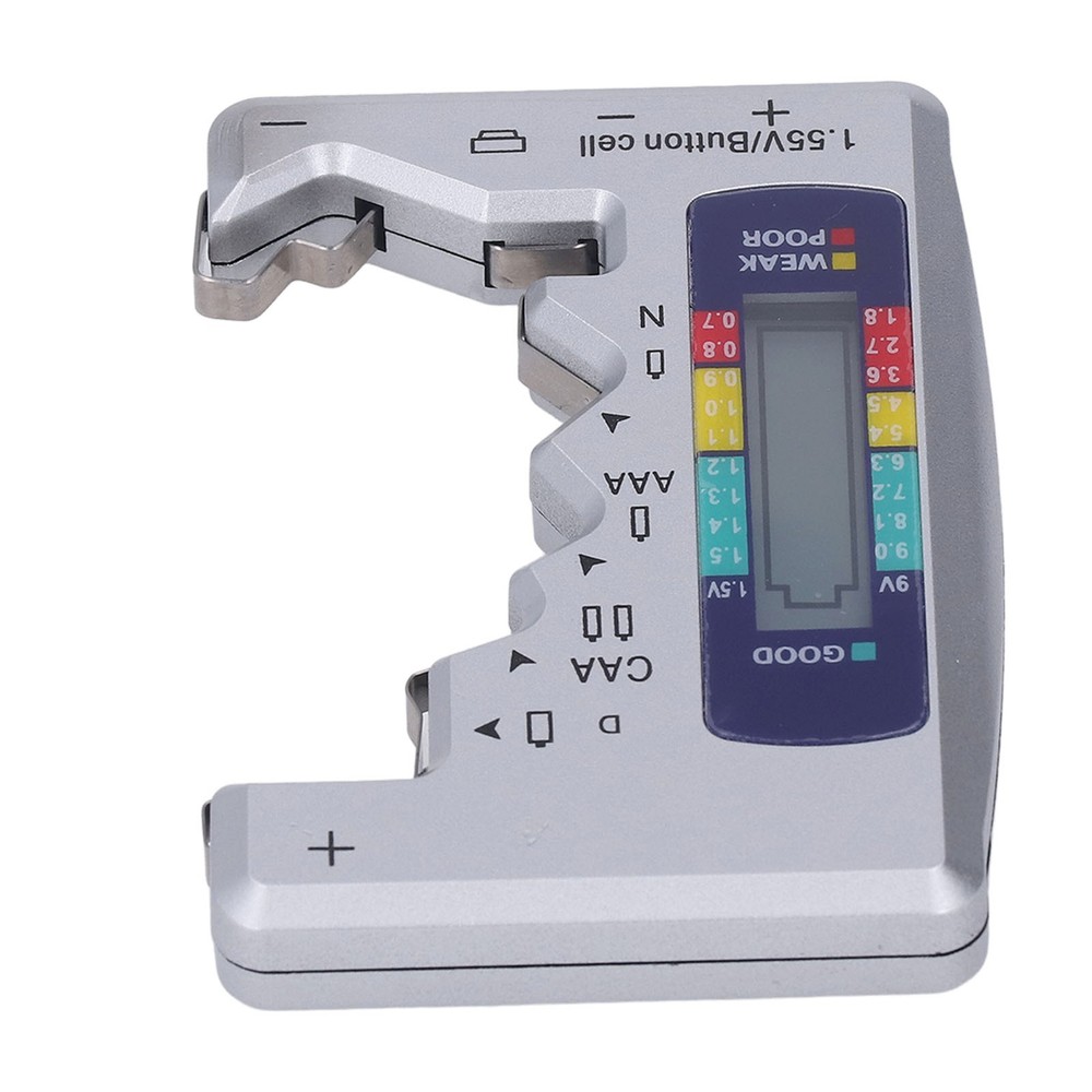 Digital Battery Tester LCD Screen Button Cell Battery Checker Silver