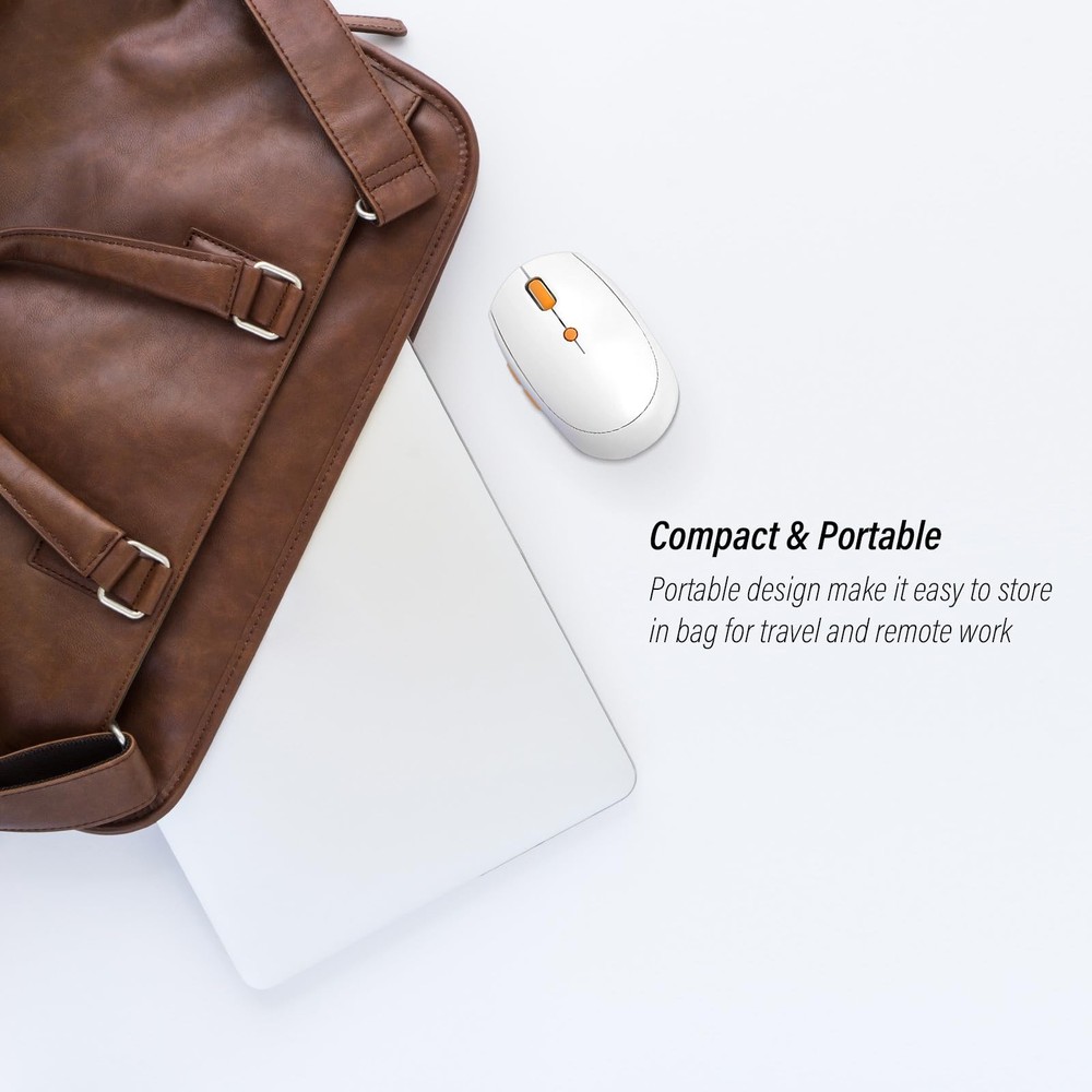 Whalices 52 Silent Wireless Mouse for Work & Study, Dual Mode Bluetooth White