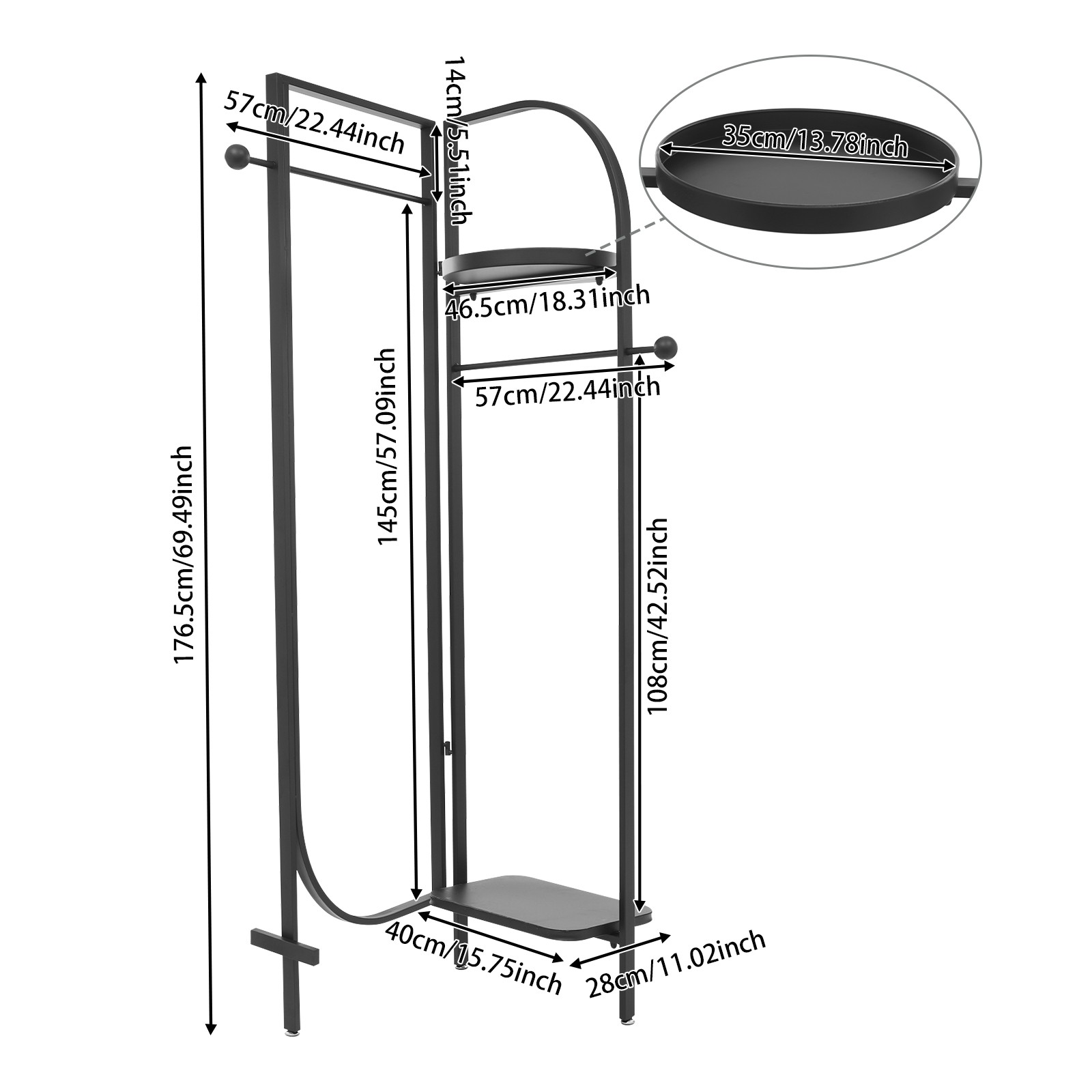 Clothes Display Stand, Black Clothes Display Rack, Freestanding Garment Rack
