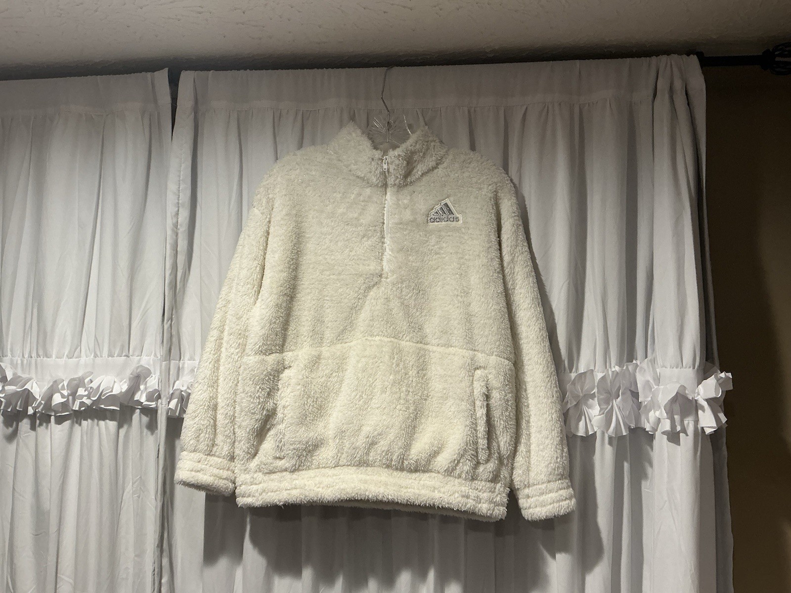 White Glitter Adidas Girls Jacket Size 16 XL