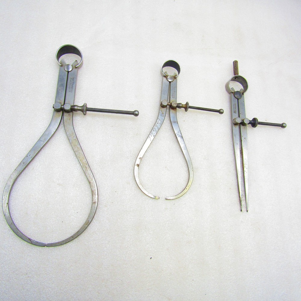 Machinist calipers & dividers, 3 pieces