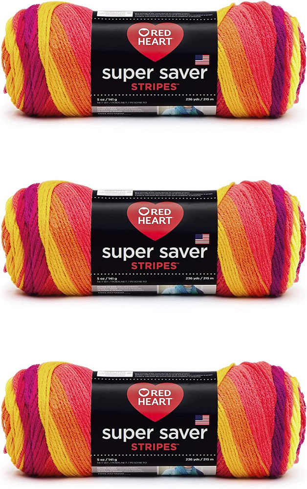 Super Saver Yarn, 3 Pack, Fruity Stripe 3 Count