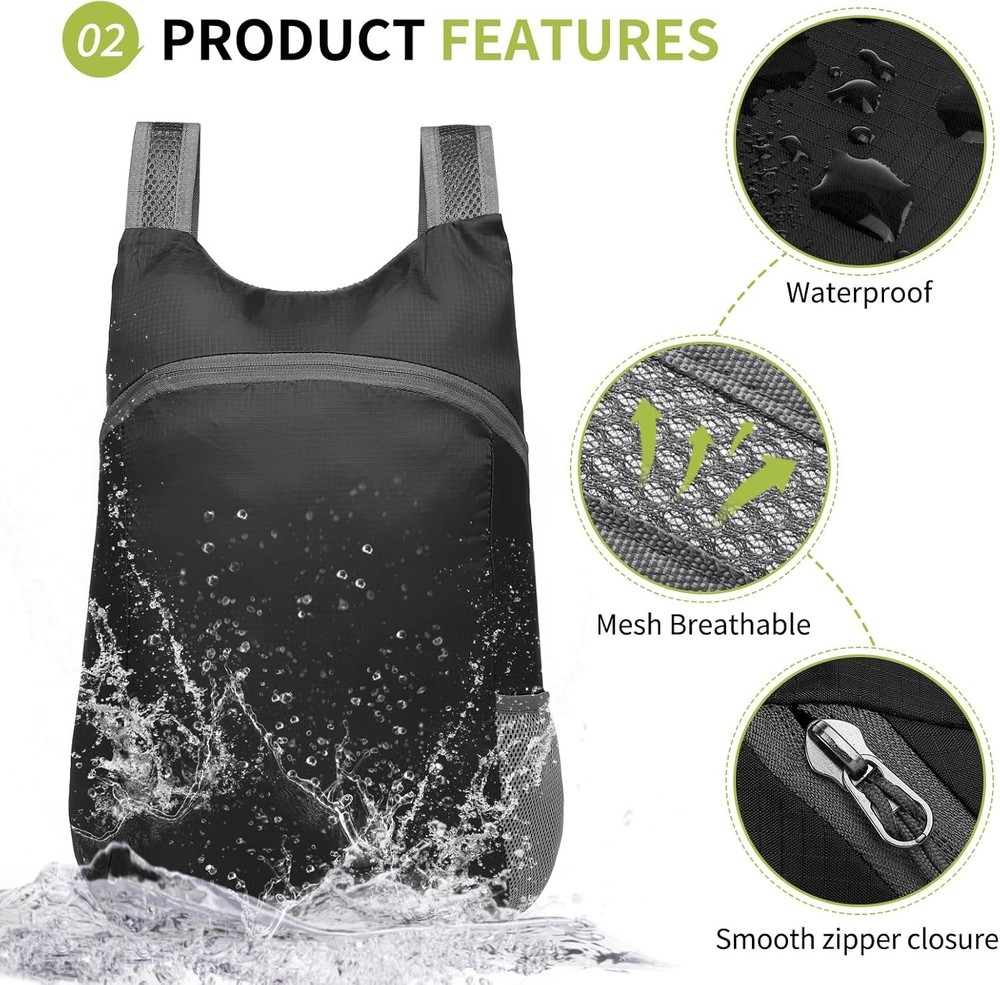 20L Ultra Hiking-Daypack Lightweight Foldable Travel Packable Backpack for Ca...