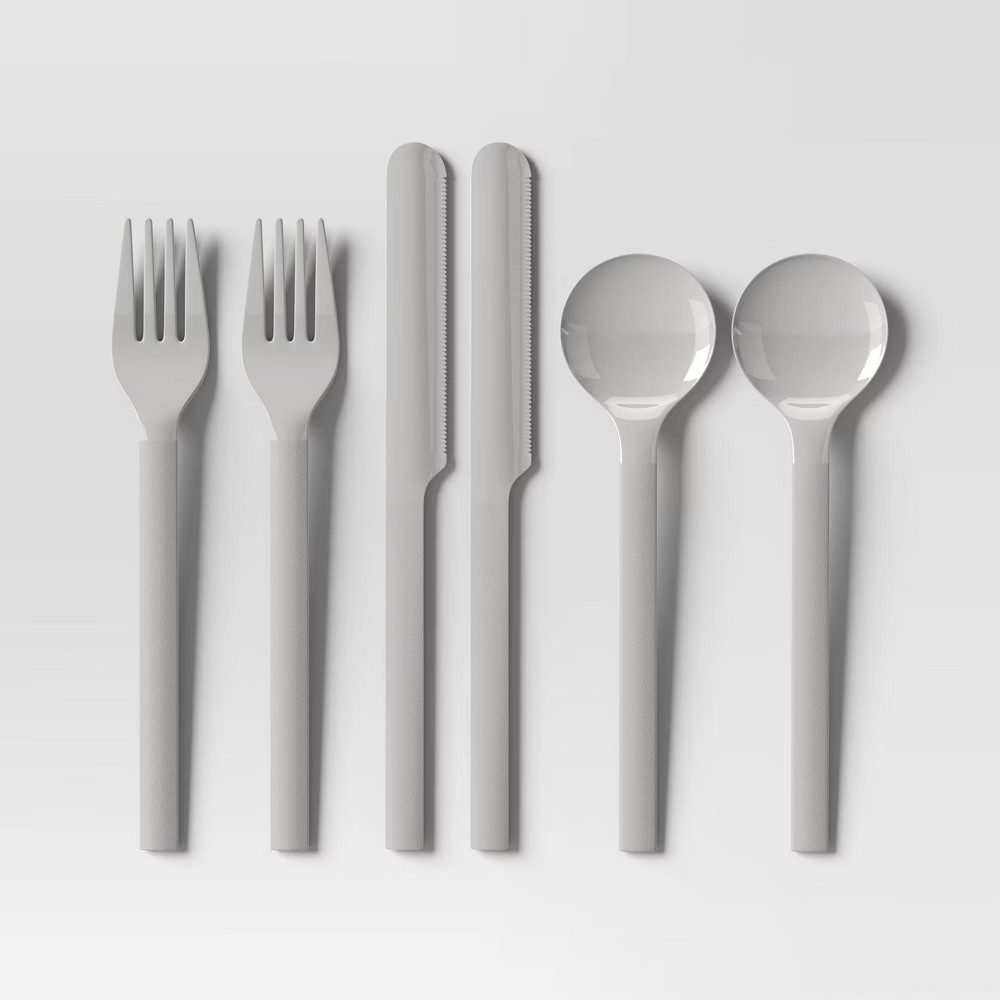 36 Pack Modern Plastic Flatware Set Light Gray - Room Essentials