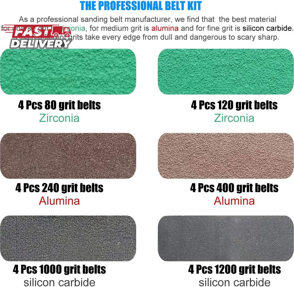 24 Pack 1/2" X 10" Replacement Knife Sharpener Sander Belt Kit for Work Sharp WS