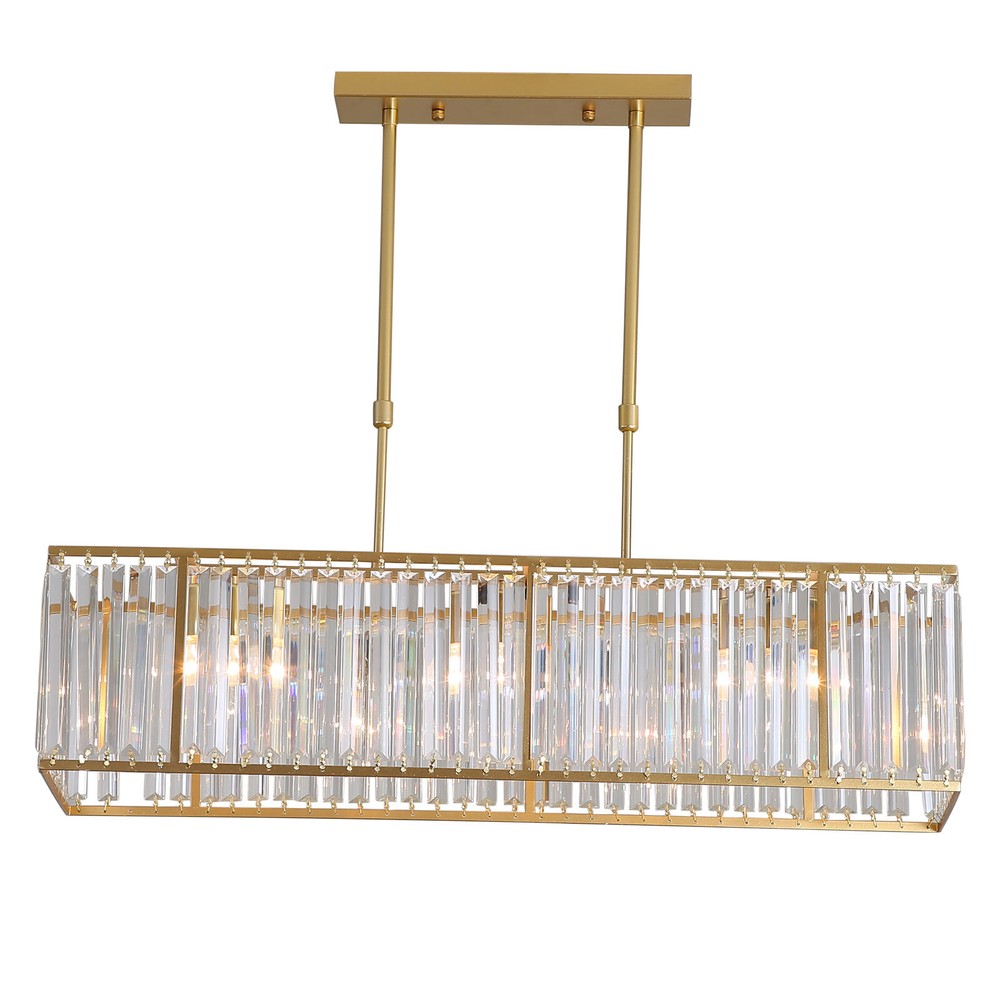 Modern 33.5" Rectangular Crystal Chandelier Pendant Lamp Ceiling-Light Fixture