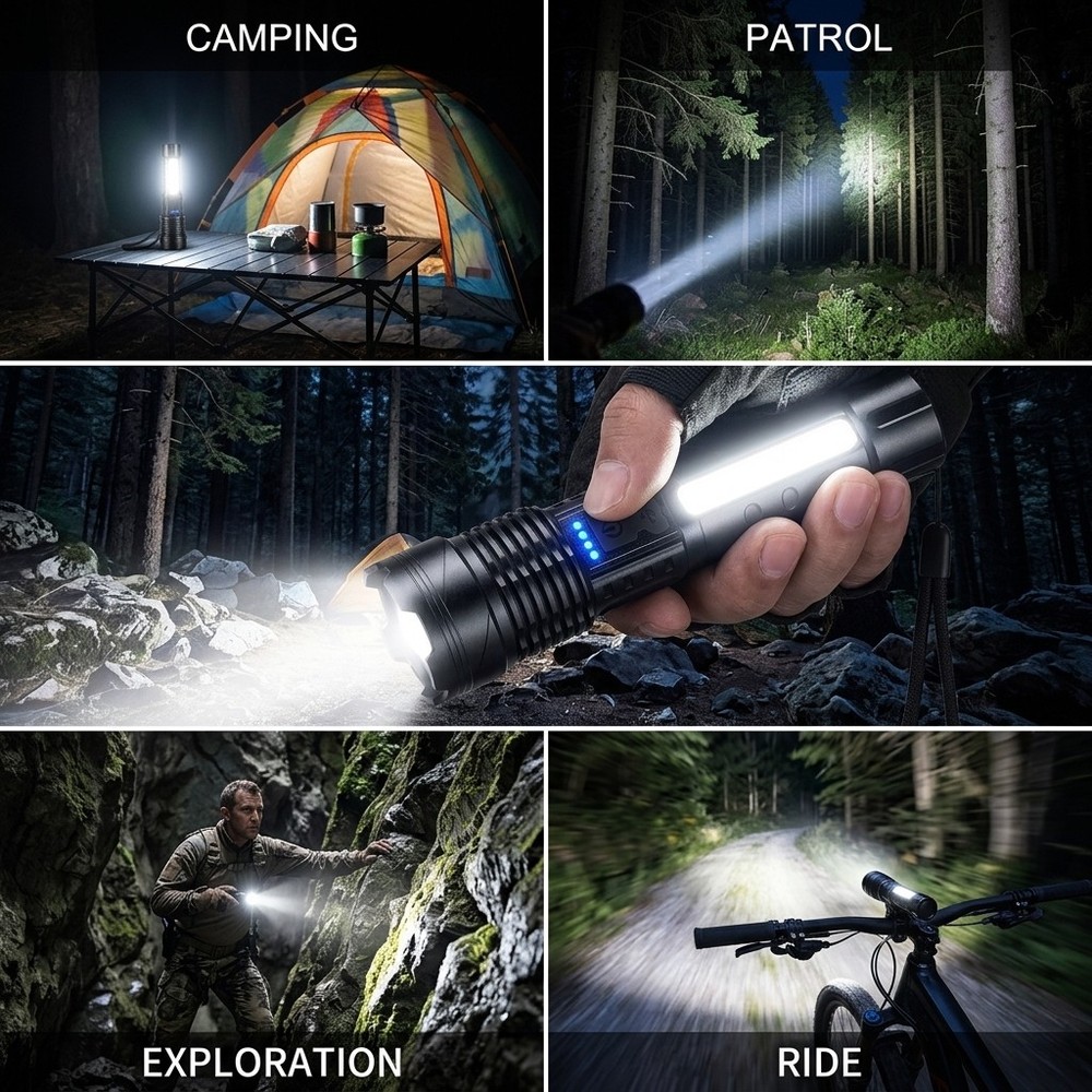 99000000LM Super Bright LED COB Tactical Flashlight USB Rechargeable Work Light