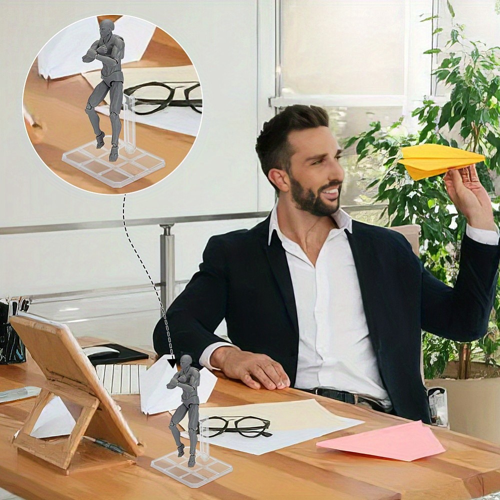 6sets Rectangle Plastic Stands Action Figures Display Holder for Connecting =