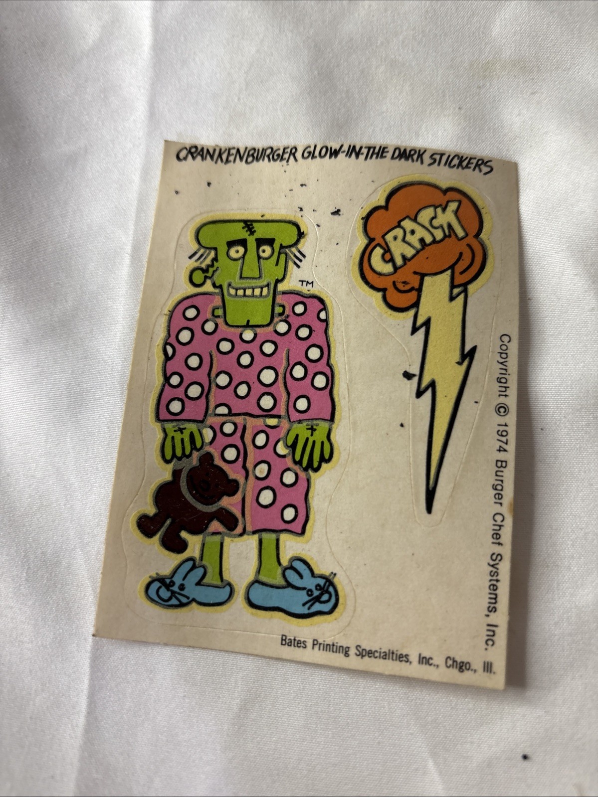 VTG Burger Chef Premium Crankenburger Glow In The Dark Sticker 1974