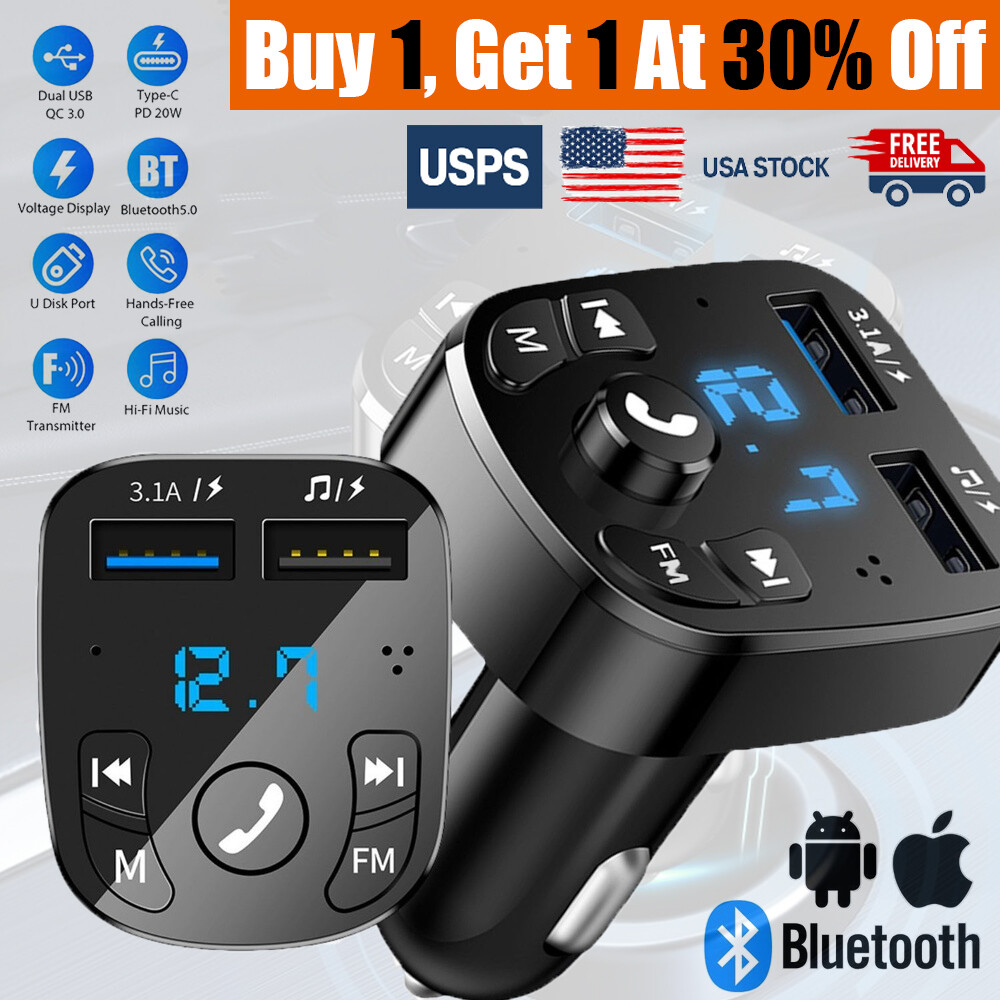 Bluetooth 5.4 FM Transmitter Car Adapter Wireless Radio FM Transmitter Black USA