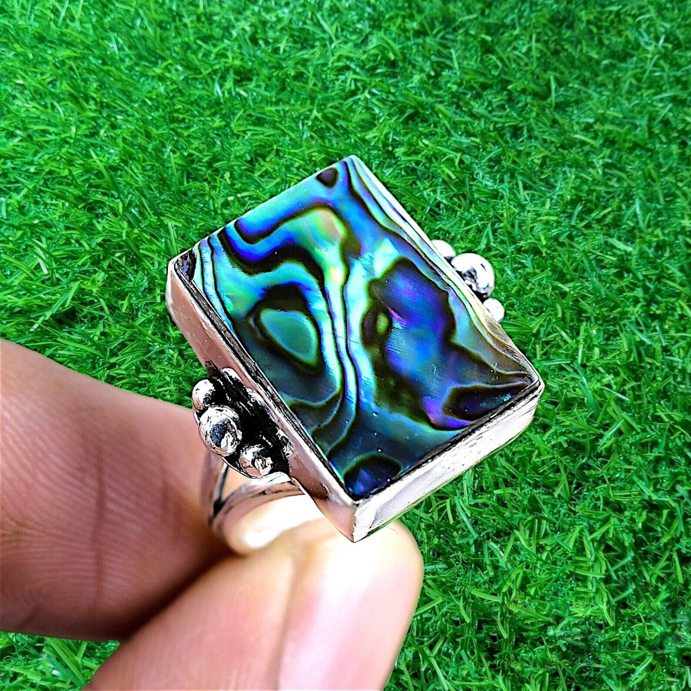 Natural Abalone Shell Ring 925 Sterling Silver Ring Handmade Ring Women's Ring
