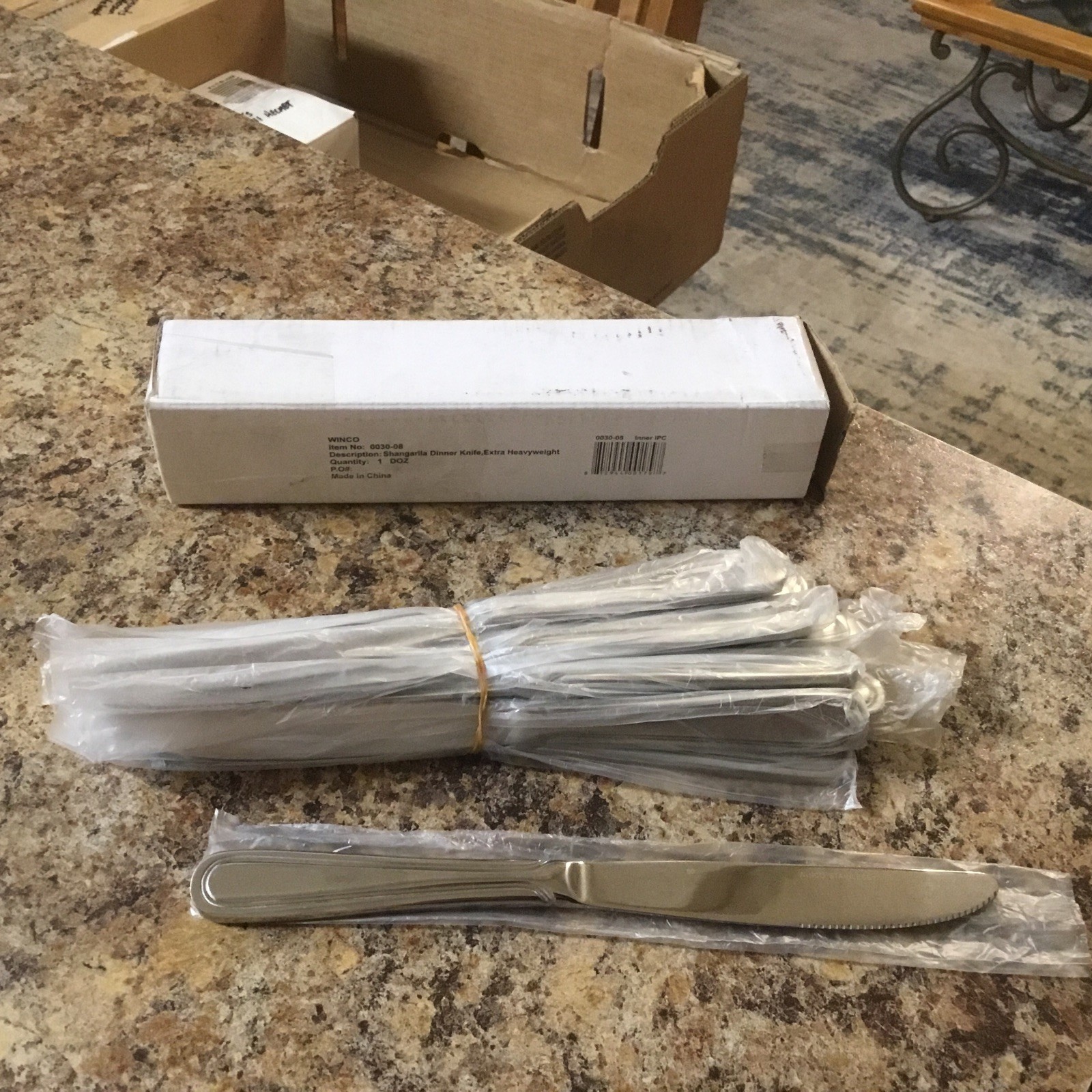 Winco 0030-08 Heavy Weight Stainless Steel Shangrila Dinner Knife - 1 Doz NIB