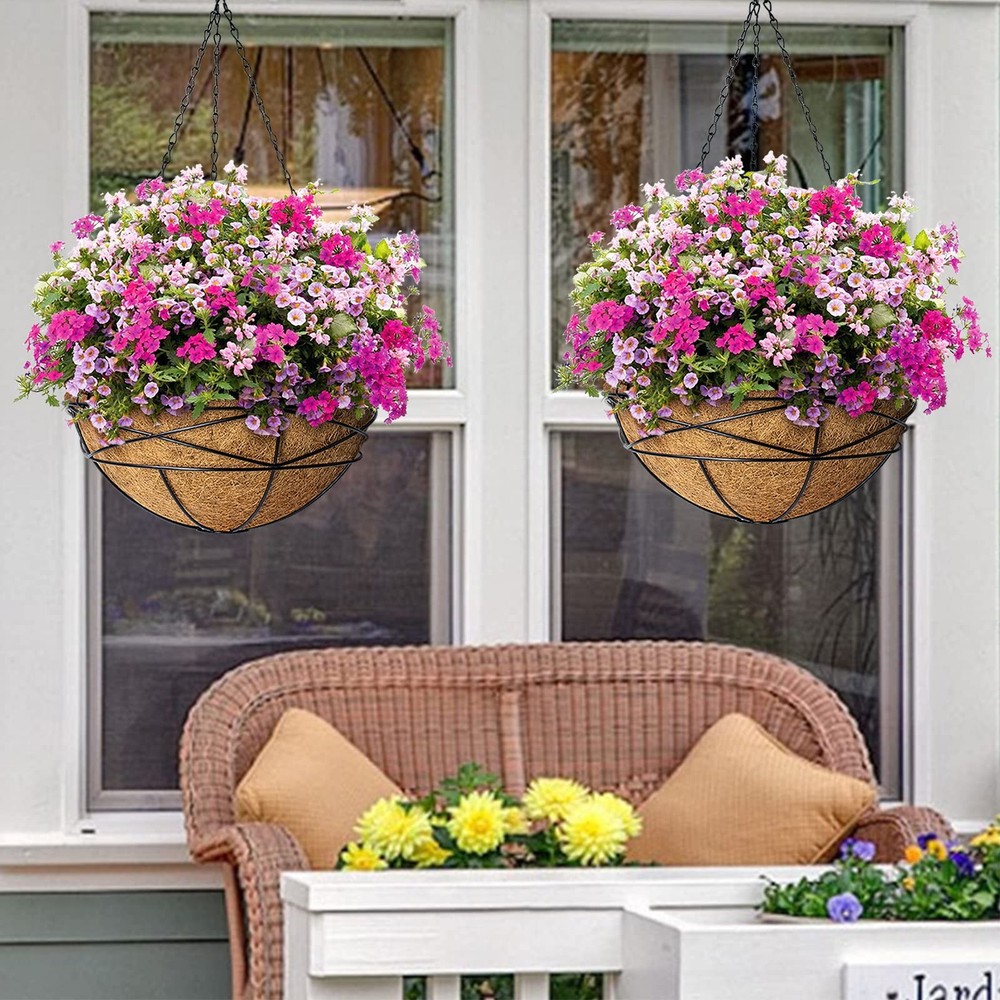 2 Pack 16 Inch Round Replacement Coco Liners for Hanging Basket Natural Cocon...