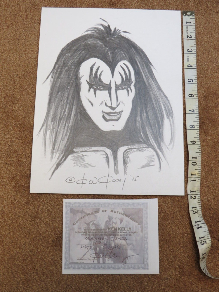 KISS KEN KELLY GENE SIMMONS DESTROYER ORIGINAL PENCIL ART 2015 WITH PAPERWORK