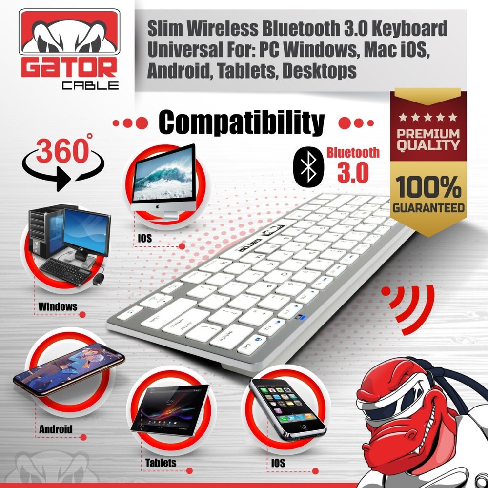 Wireless Bluetooth Keyboard For Windows PC Mac iOS Android iPhone Tablet Slim