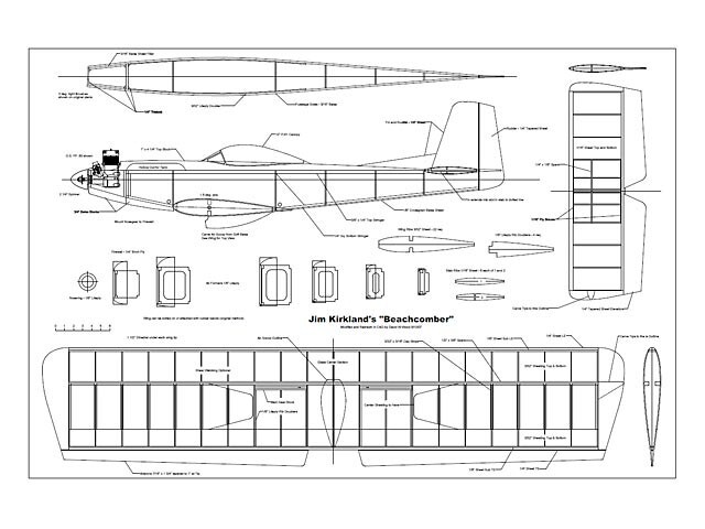 Beachcomber Pattern Plane 64" WS RC Model Airplane Plans Templates PDF on USB
