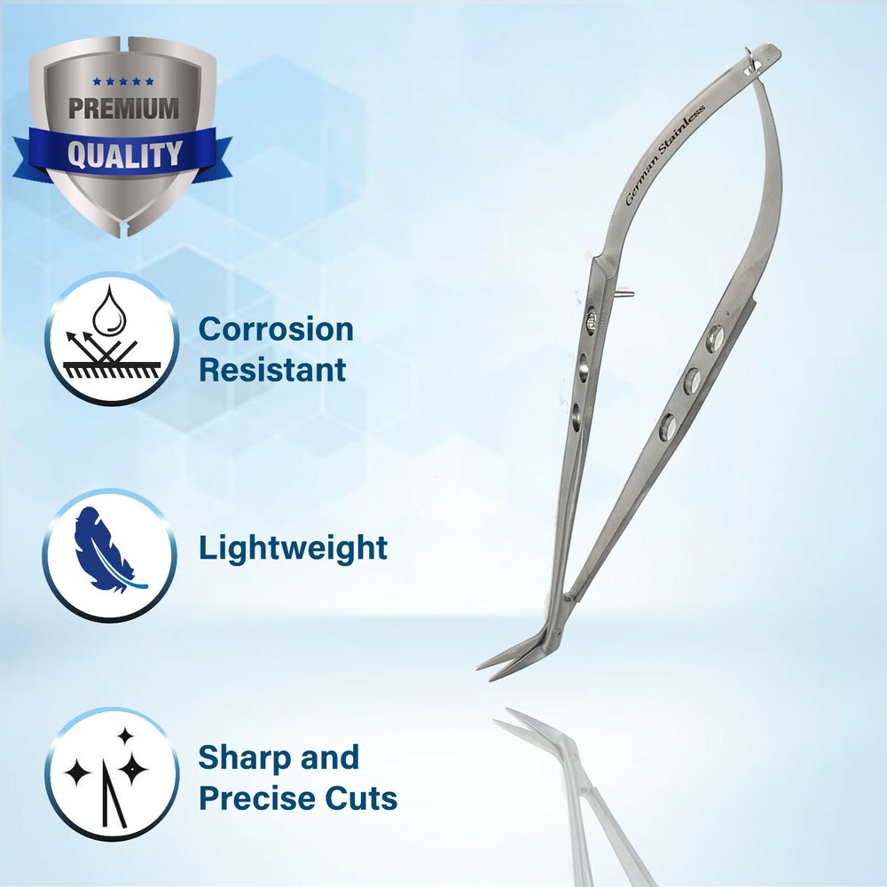 Castroviejo Angled Stitch Scissors Sharp 4.5" Micro Eye Surgery Premium Quality