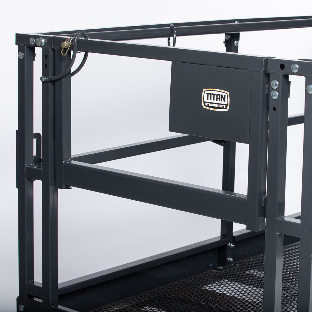 Titan Attachments 4' x 7'8" Mesh Telehandler Work Platform, Two Man Safety Baske