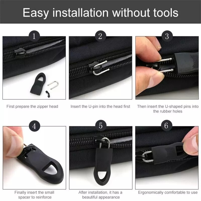 4 PCS Detachable Zipper Pull Replacement Zippers Pull Tabs Zipper Sliders Repair