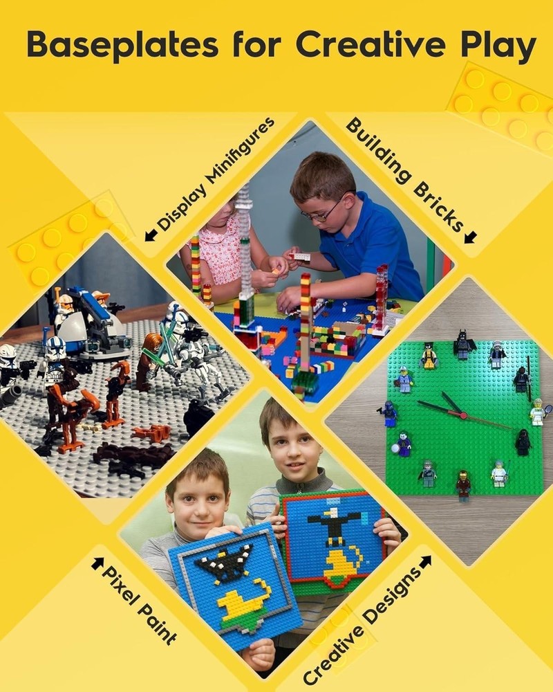 2-pack Gray Baseplates 32x32 Studs Â Compatible with Classic Lego, 10"x10"