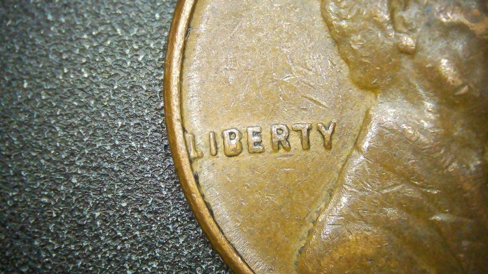 1957 P Lincoln Wheat Cent,"Filled B" Die Chip error