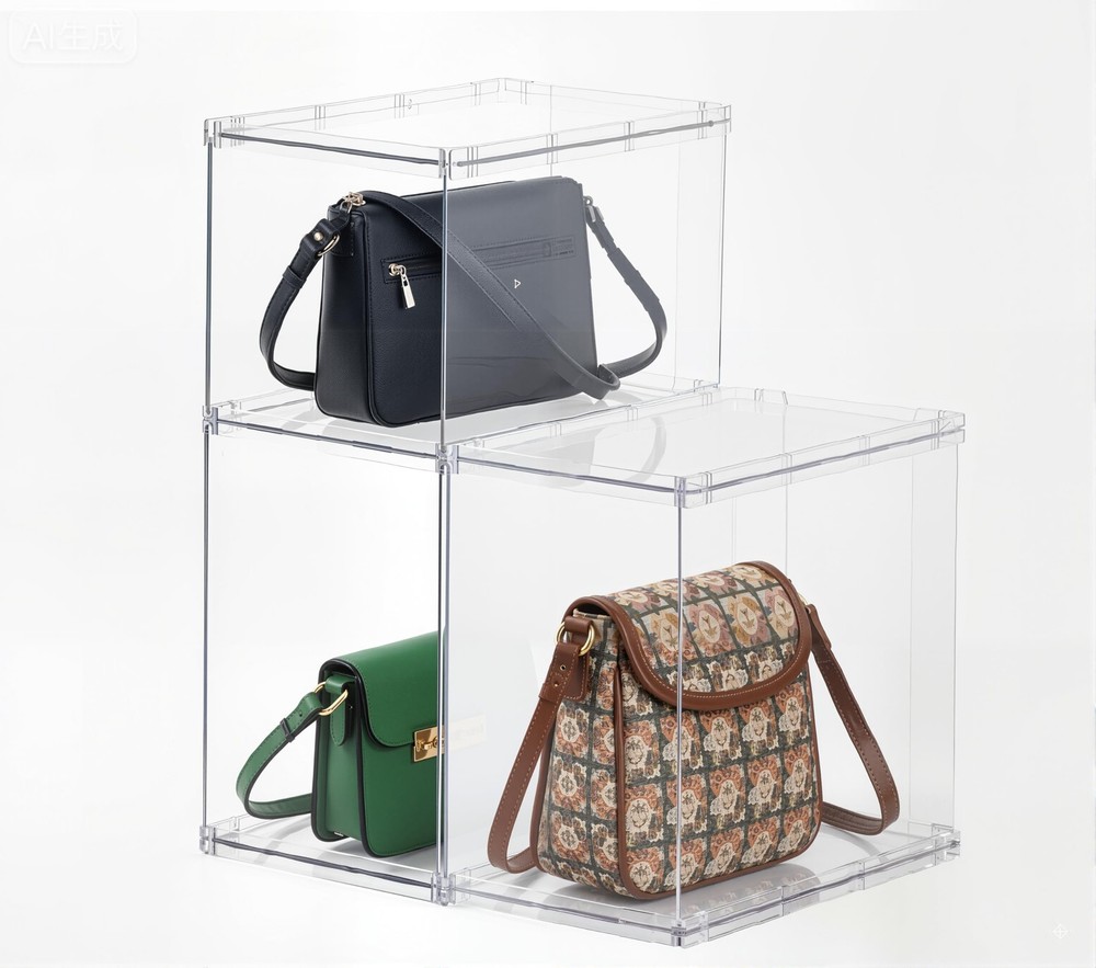Bag & Purse Organizer for Closet3 Pack Stackable Plastic Handbags Storgae She...