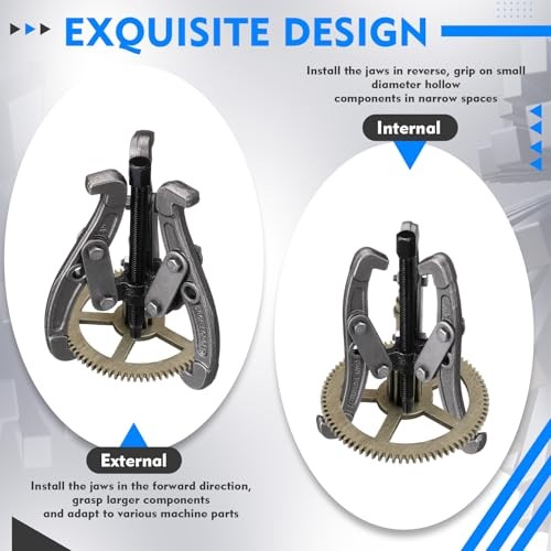 Gear Puller Set, 3" 4" 6" 3 Jaw Puller Kit Forged Pulley with Reversible Jaws