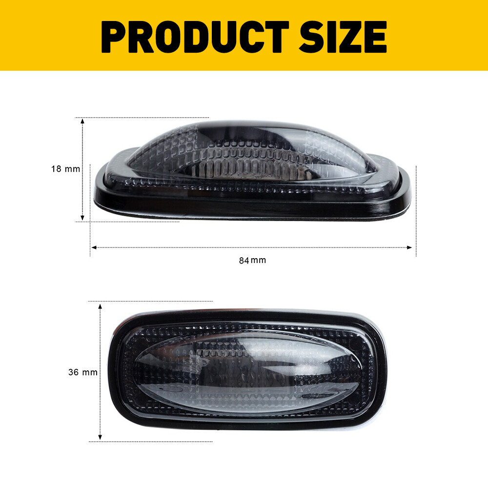Smoked Amber +Red LED Fender Side Marker Lights Universal Waterproof Replace Kit