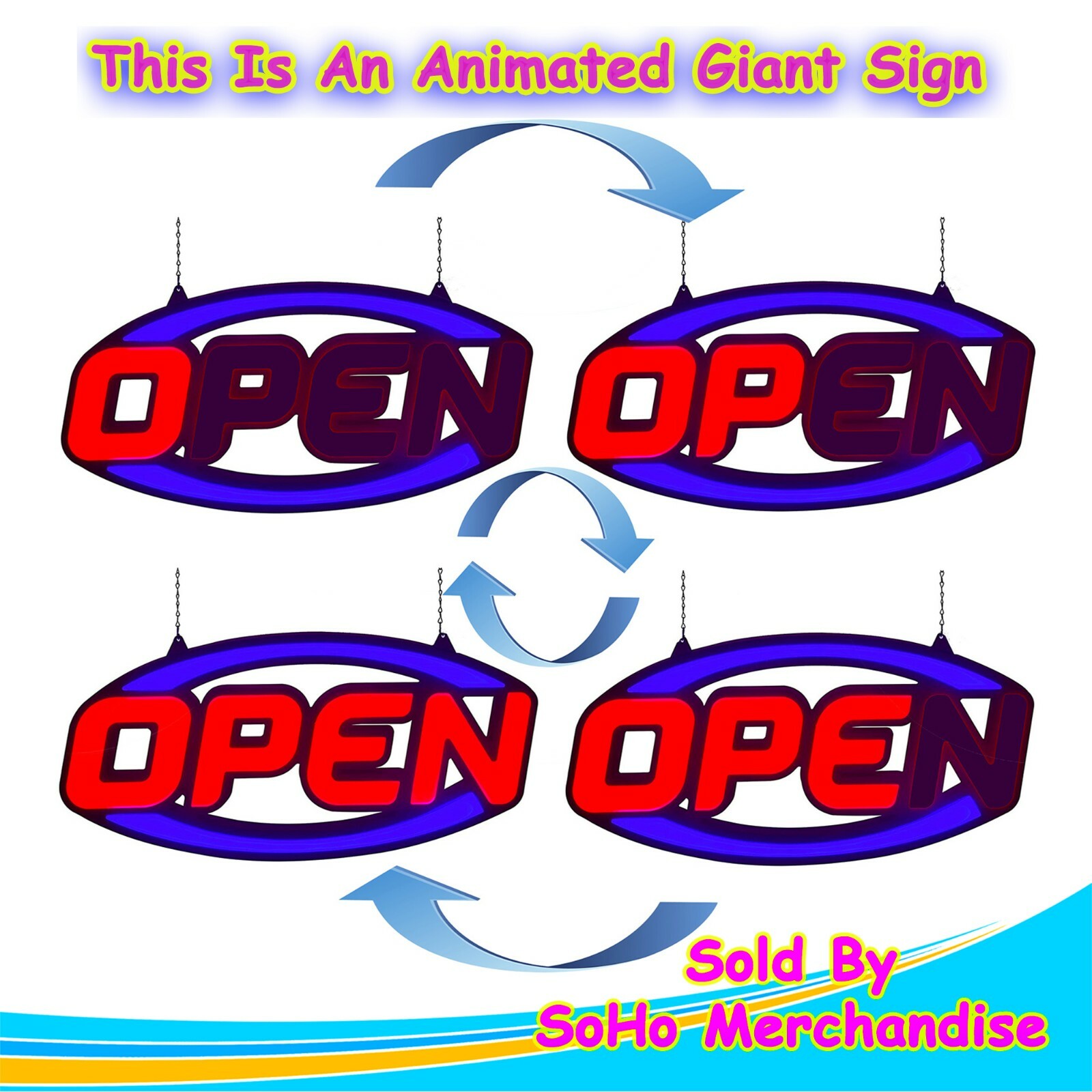 Large LED Open Sign Neon Light Bright for Restaurant Bar Pub Shop Store Business