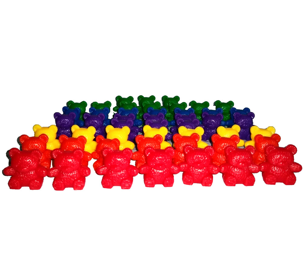 Learning Resources 48 Replacement Baby Bear Counters Primary Color+Green Orange