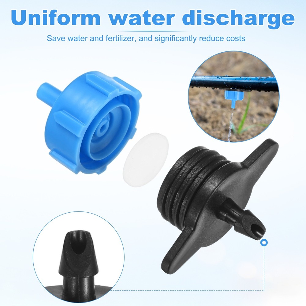 50-Pack Drip Irrigation Emitters, 2 GPH Plastic Irrigation Drippers [Blue]