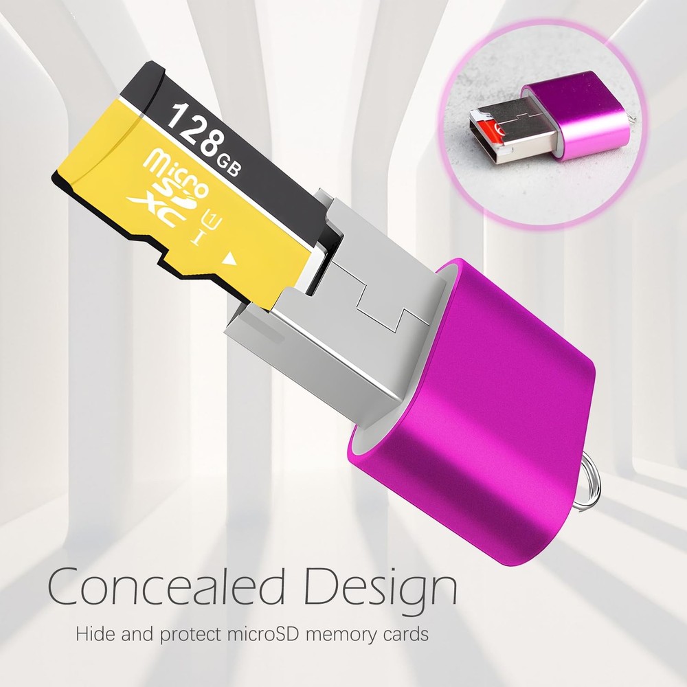 [3 Pack] Micro SD Card Reader for Android,Micro to 3 IN 1, Rose Red