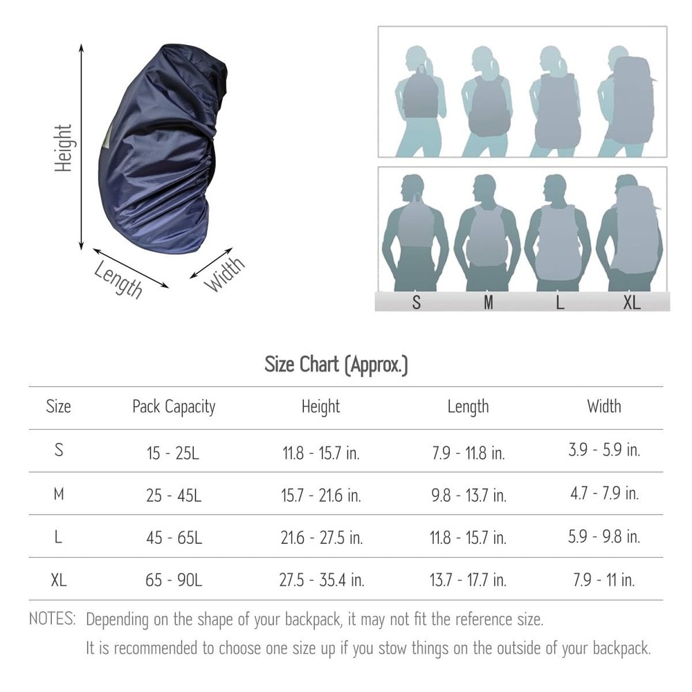Waterproof Backpack Rain Cover with Adjustable Closure for Hiking & Camping