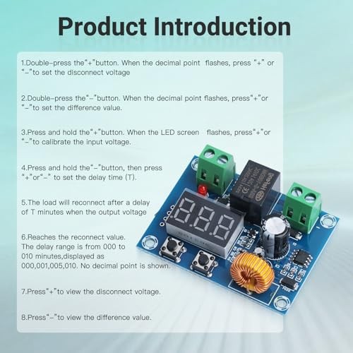 12V-36V DC Voltage Protection Module, Digital Low Voltage Protector with 2PCS