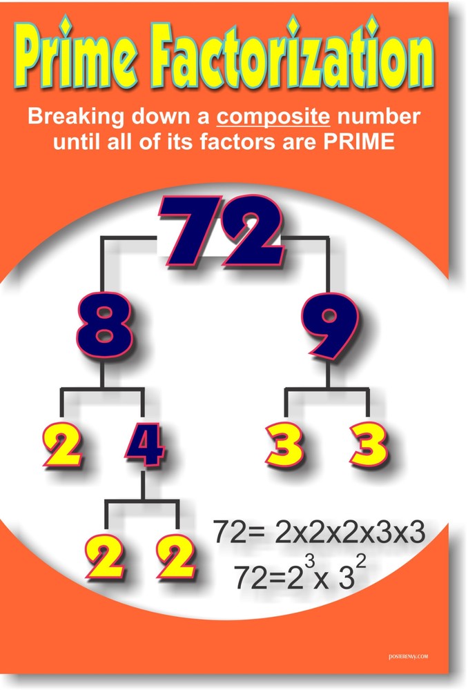 Prime Factorization - Factor Numbers Math POSTER