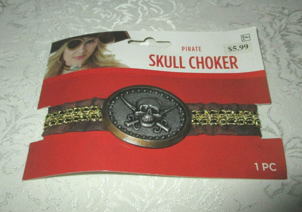 Ages 14+  Pirate Skull Choker Costume Accessory