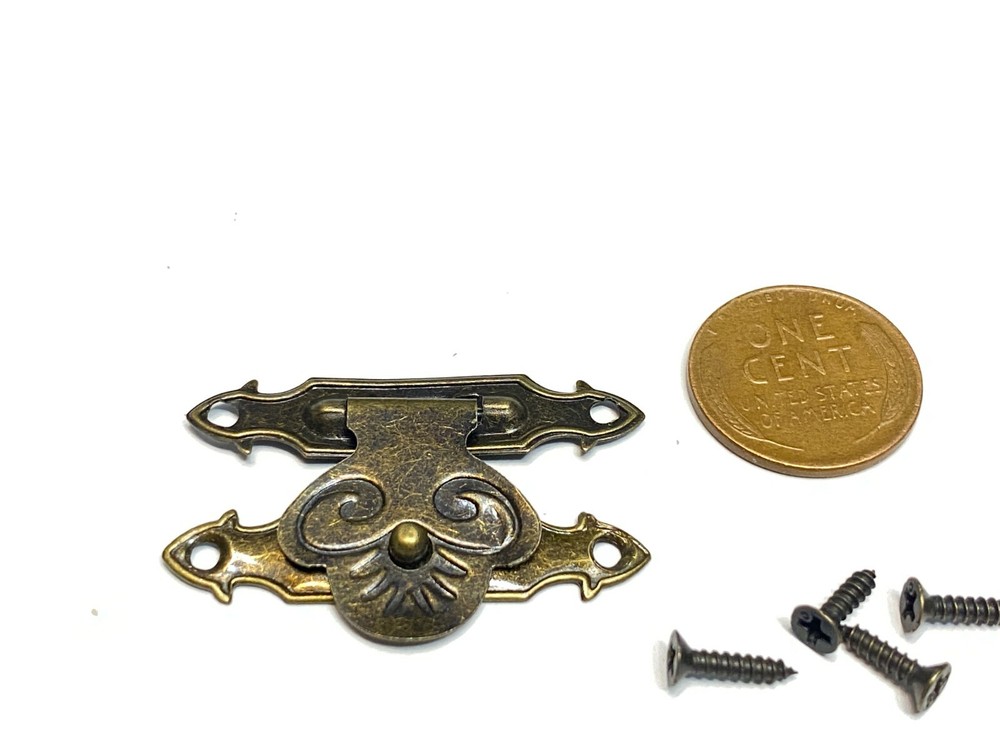 38mm mini dollhouse Antique Bronze latch Sets Box Case Lock hinge small E2