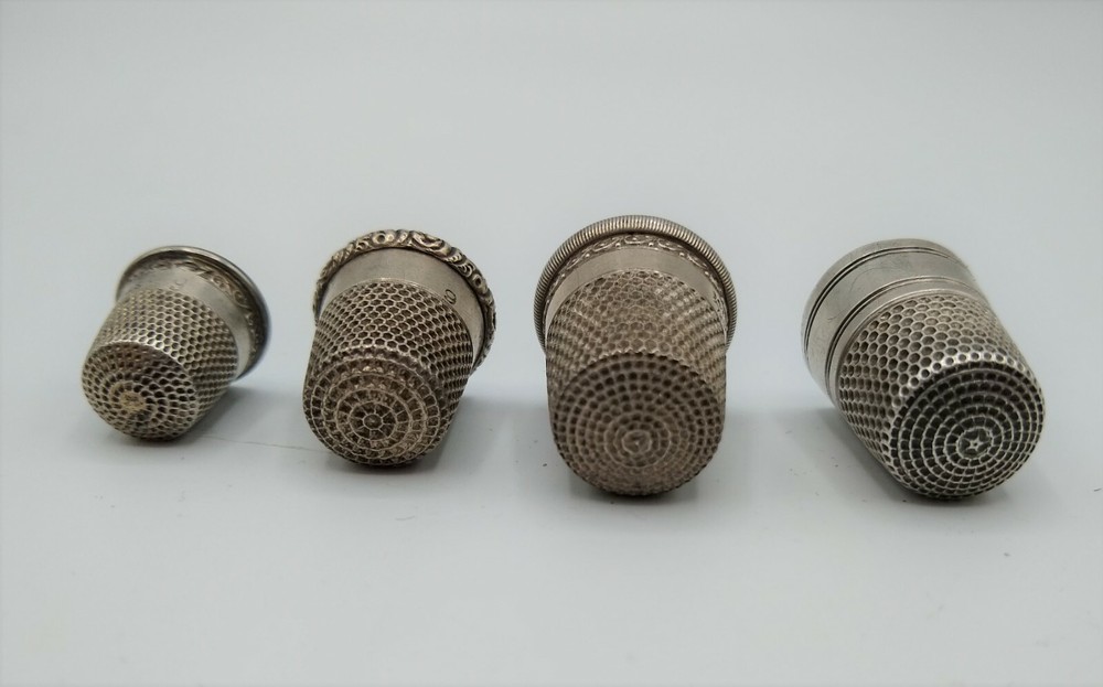 4 (four) Antique / Vintage Silver Thimbles
