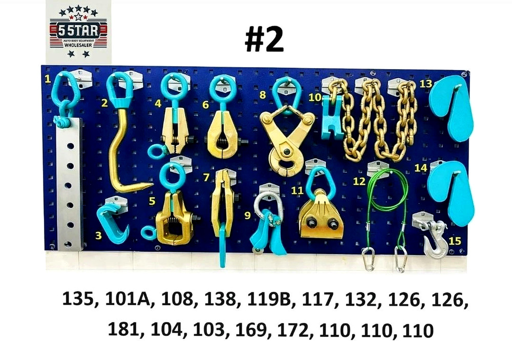 SET#2 HEAVY DUTY AUTO BODY FRAME MACHINE 15 PCS PULLING TOOLS CLAMPS MEGA PACK